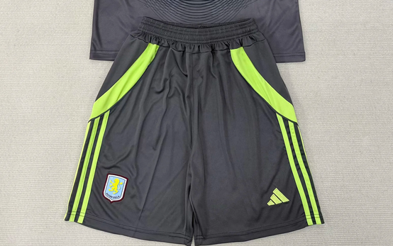 Fan Version 2025-2026 Aston Villa Black/Grey Goalkeeper Soccer Shorts Football Shorts