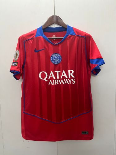 with Golden Ligue 1 Champions Patch Fan Version 2025-2026 PSG Third Away Red Soccer Jersey Paris Football Maillot