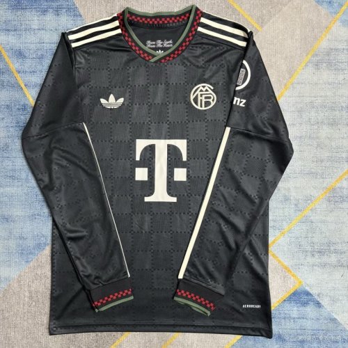 Long Sleeve Fan Version 2025-2026 Bayern Munich Third Away Black Soccer Jersey Bayern Munchen Football Shirt