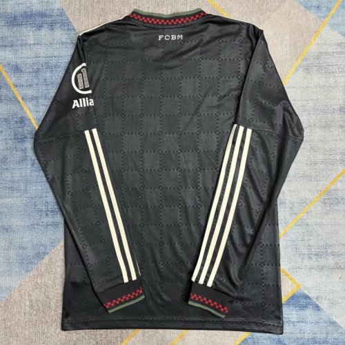 Long Sleeve Fan Version 2025-2026 Bayern Munich Third Away Black Soccer Jersey Bayern Munchen Football Shirt