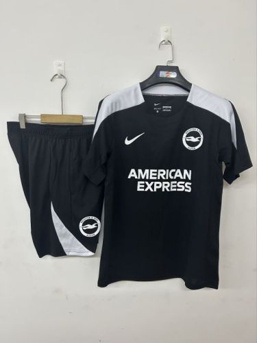 Adult Uniform 2025-2026 Brighton & Hove Albion Black Soccer Training Jersey and Shorts Football Kits