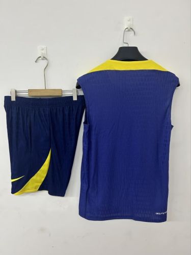 Adult Uniform 2025-2026 Atletico Madrid Dark Blue Soccer Training Vest and Shorts Football Set