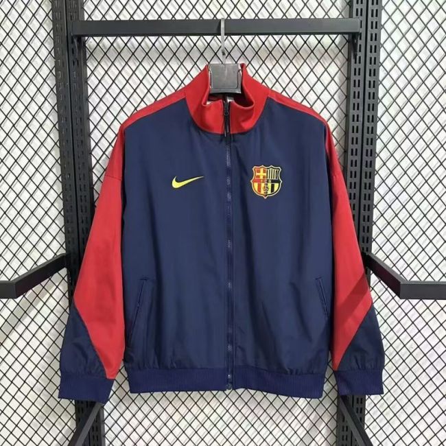 2025-2026 Barcelona Dark Blue/Red Soccer Windbreaker Jacket Football Jacket