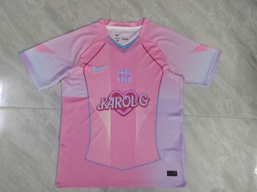 Barca Camisetas de Futbol Fans Version 2025-2026 Barcelona Karol G Version Pink Soccer Jersey