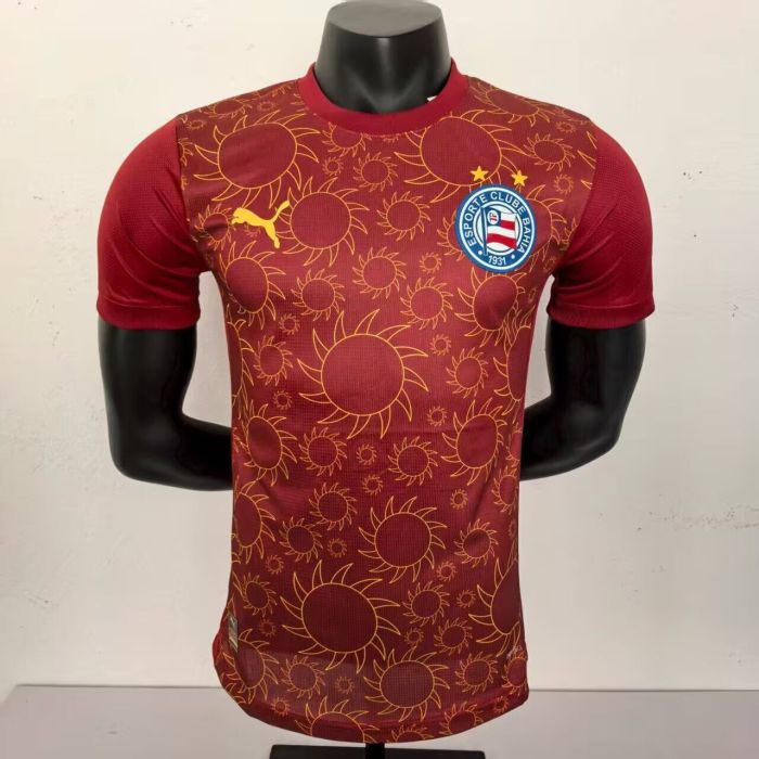 Player Version 2025-2026 Bahia Third Away Red Soccer Jersey Football Shirt