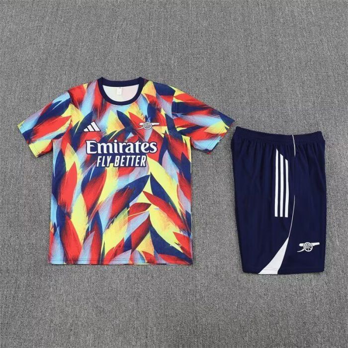 Adult Uniform 2025-2026 Arsenal Red/Yellow Soccer Training Jersey and Shorts Football Kits