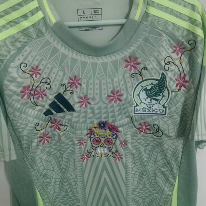 Embroidery Flower Version Mexico Green Soccer Jersey Football Shirt