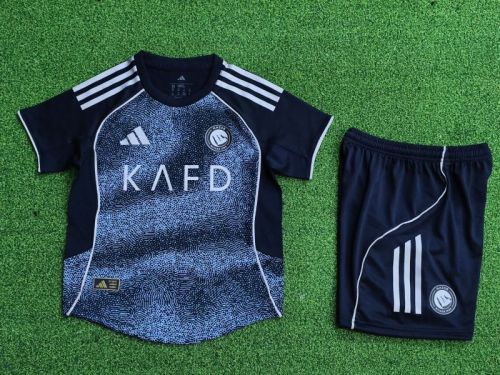 Player Version Youth Uniform Kids Kit Al Nassr 2025-2026 Away Soccer Jersey Shorts Riyadh Victory Child Football Set