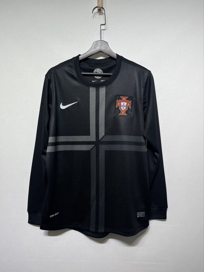 Long Sleeve Retro Jersey 2013 Portugal Away Black Soccer Jersey Vintage Football Shirt