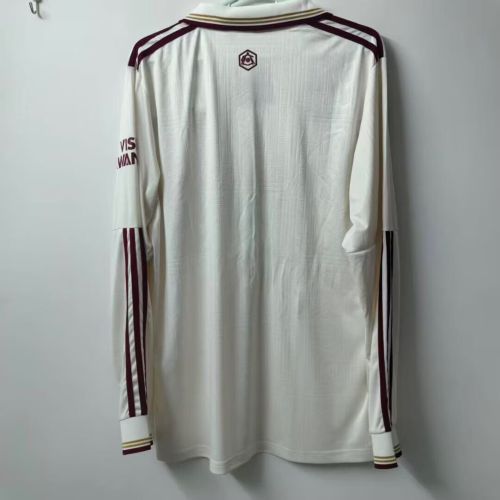 Embroidery Flower Version Long Sleeve Fan Version 2025-2026 Arsenal Third Away White Soccer Jersey LS Football Shirt