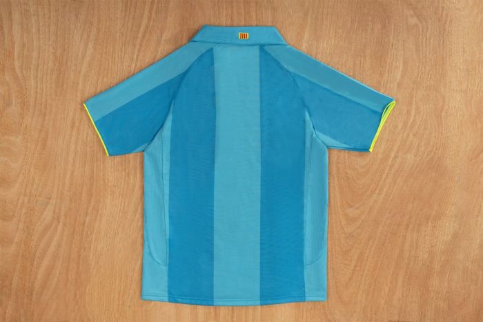 Retro Jersey 2007-2008 Barcelona Away Blue Soccer Jersey Vintage Camisetas de Futbol