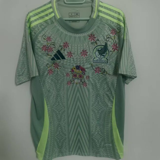 Embroidery Flower Version Mexico Green Soccer Jersey Football Shirt