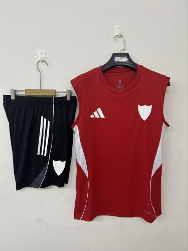 Adult Uniform 2025-2026 Sevilla Red Soccer Training Vest and Shorts Football Set