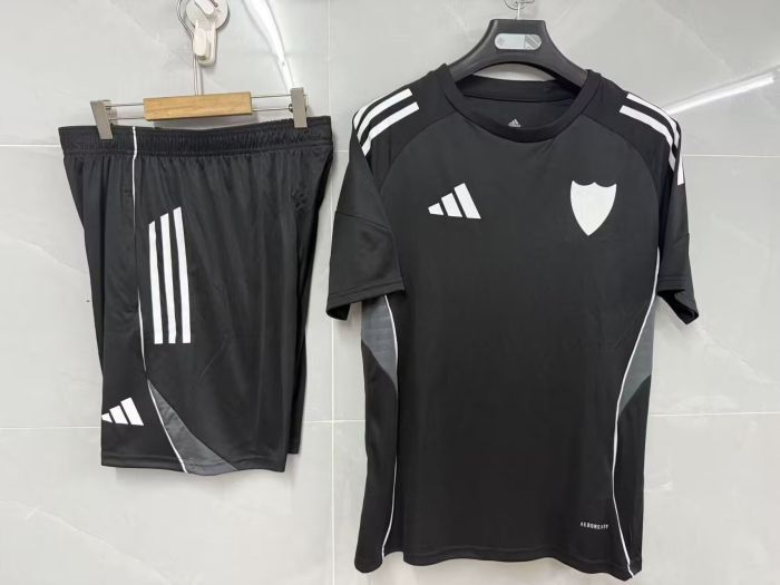 Adult Uniform 2025-2026 Sevilla Black Soccer Training Jersey and Shorts Football Kits