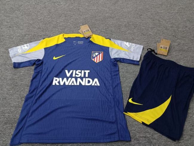 Player Version Adult Uniform 2025-2026 Atletico Madrid Dark Blue Soccer Training Jersey and Shorts Football Kits
