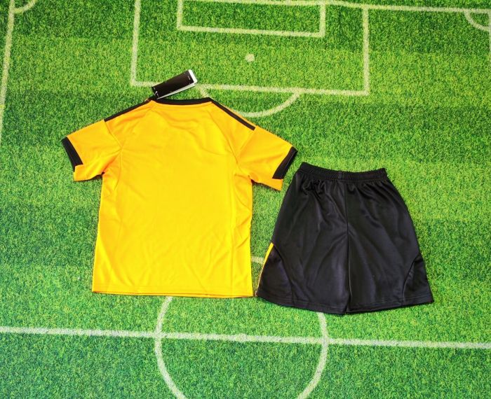 without sponor logo Youth Uniform Kids Kit As Roma 2025-2026 Away Orange Soccer Jersey Shorts Child Football Set
