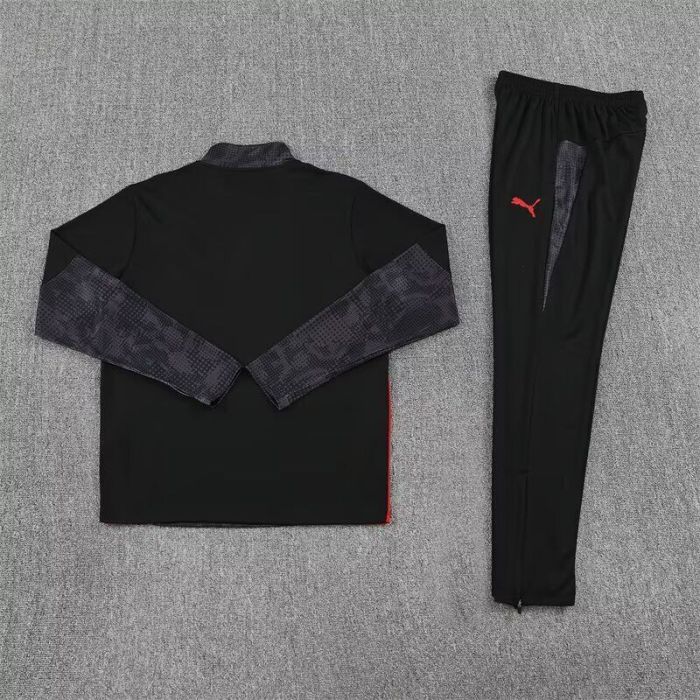 2025-2026 Ac Milan Black Soccer Training Sweater and Pants Football Kit