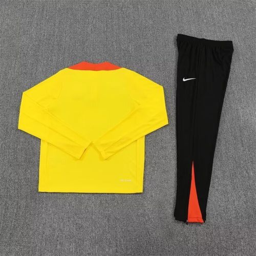 Youth 2025-2026 Brazil Orange/Yellow Soccer Training Sweater and Pants Napoles Football Kit