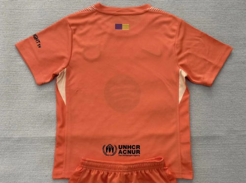 Barca Camisetas de Futbol Fans Version 2025-2026 Barcelona Orange Goalkeeper Soccer Jersey