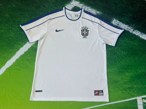 Retro Jersey 1998 Brazil Away White Soccer Jersey Vintage Brasil Football Shirt