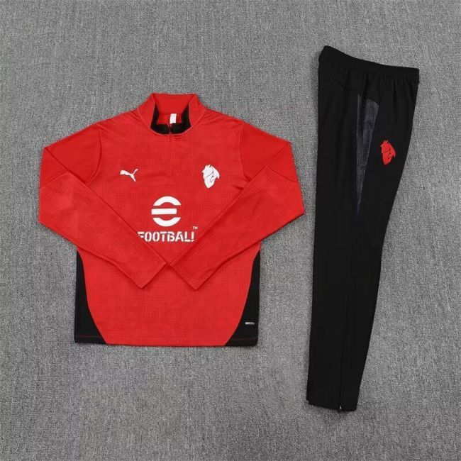 2025-2026 AC Milan Red Soccer Training Sweater and Pants Football Kit