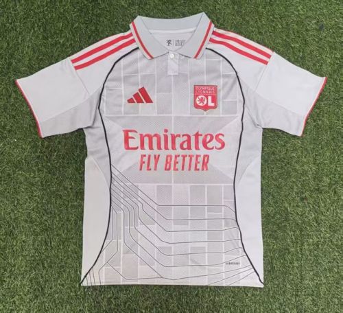 Fan Version 2025-2026 Lyon Third Away Grey Soccer Jersey Olympique Lyonnais Football Shirt