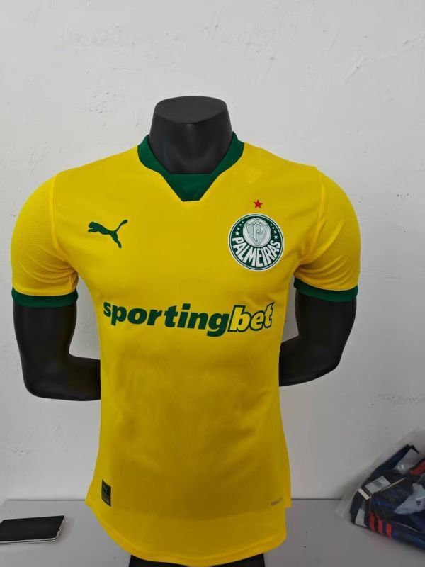 Player Version 2025-2026 Palmeiras Third Away Yellow Soccer Jersey Football Shirt