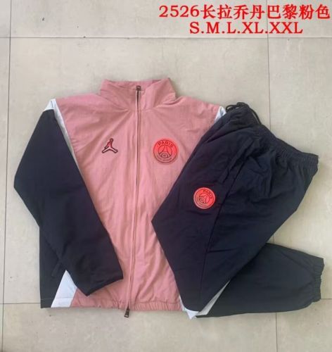 2025-2026 PSG Pink/White/Black Soccer Windbreaker Jacket Pants Football Tracksuits