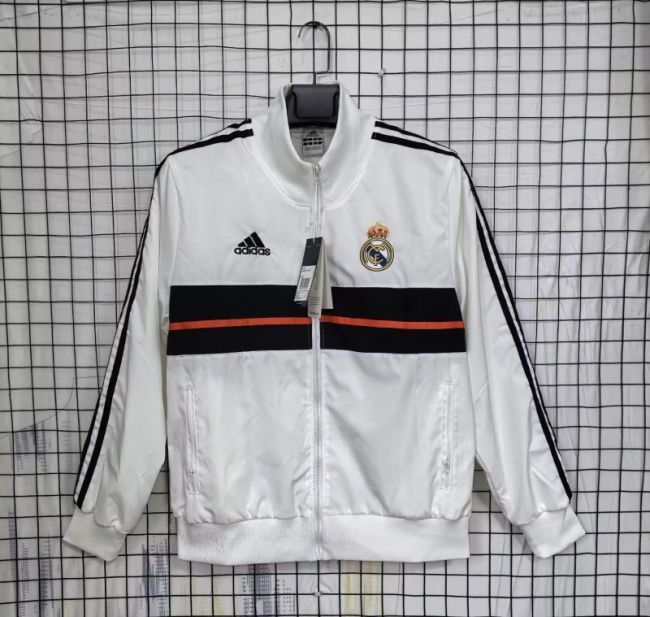 Retro Jacket 2013-2014 Real Madrid White Soccer Windbreaker Jacket Football Jacket