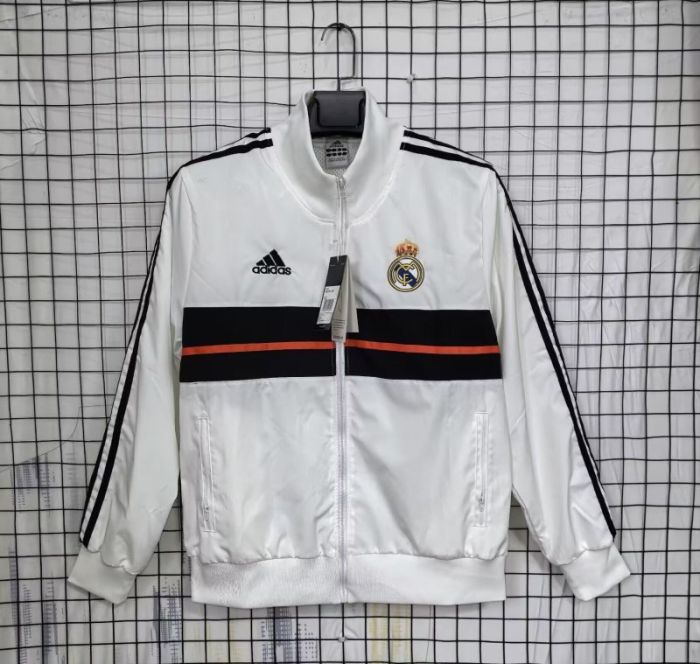 Retro Jacket 2013-2014 Real Madrid White Soccer Windbreaker Jacket Football Jacket