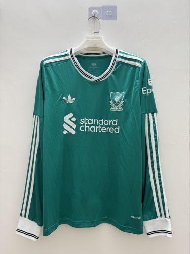 Long Sleeve Fan Version 2025-2026 Liverpool Third Away Green Soccer Jersey Football Shirt