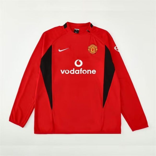 Retro Sweater 2002-2003 Manchester United Red Soccer Training Sweater Football Shirt