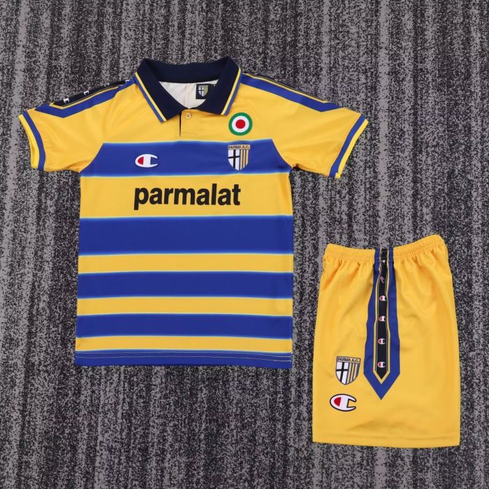 Retro Youth Uniform Kids Kit 1999-2000 Parma Calcio Home Soccer Jersey Shorts Child Football Set