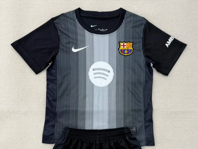 Barca Camisetas de Futbol Fans Version 2025-2026 Barcelona Black Goalkeeper Soccer Jersey