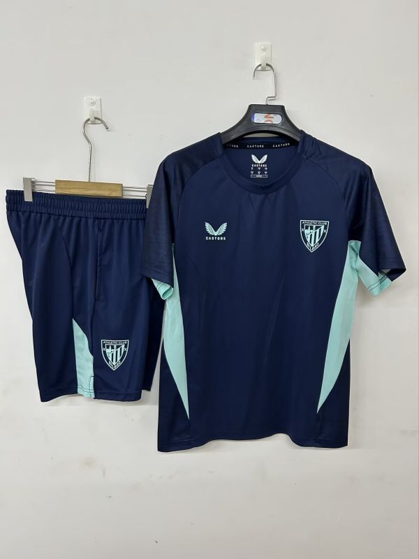 Adult Uniform 2025-2026 Athletic Bilbao Dark Blue Soccer Training Jersey and Shorts Football Kits