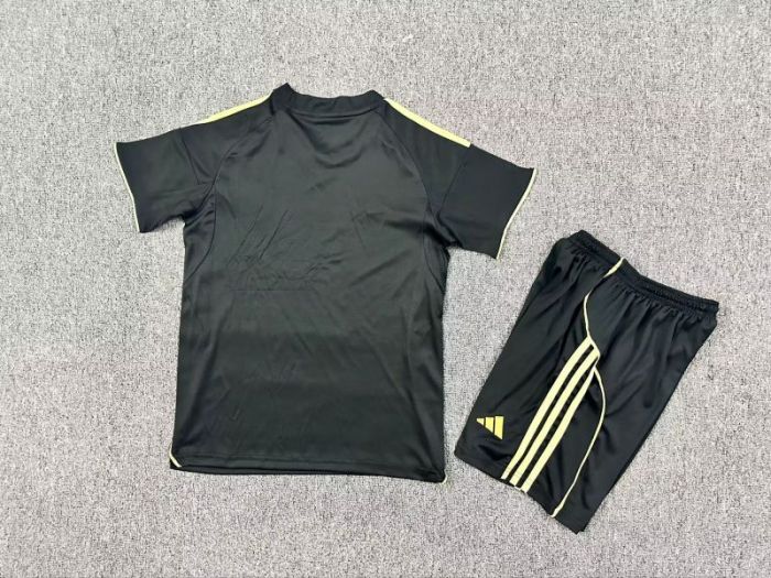 Youth Uniform Kids Kit Fulham 2025-2026 Third Away Black Soccer Jersey Shorts Child Football Set