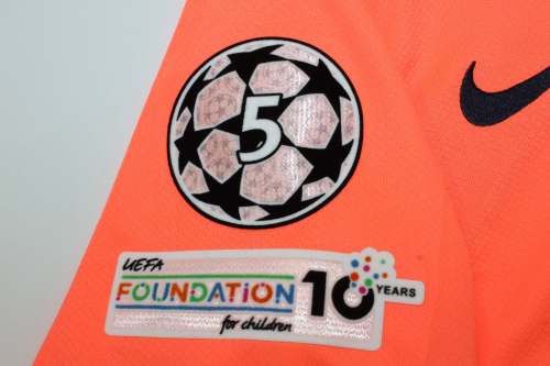 with UCL Patch Barca Camisetas de Futbol Player Version 2025-2026 Barcelona PEDRI 8 Third Away Orange Soccer Jersey