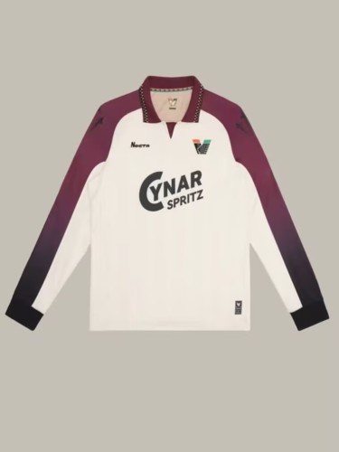 With CYNAR APRITZ Sponor Logo Long Sleeve Fan Version 2025-2026 Venezia Away White Soccer Jersey Venice Football Shirt