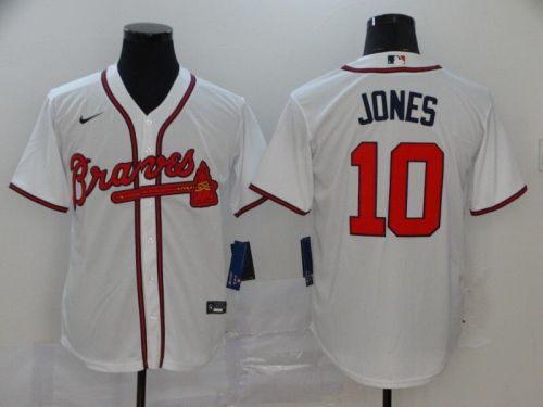 Atlanta Braves 10 JONES White Baseball Shirt MLB Jersey