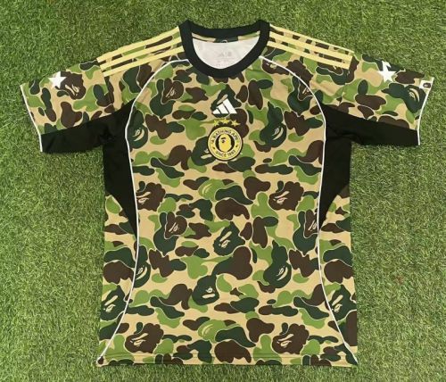 2025 AD X Bape Soccer Training T-shirt Green Casual Football Shirt