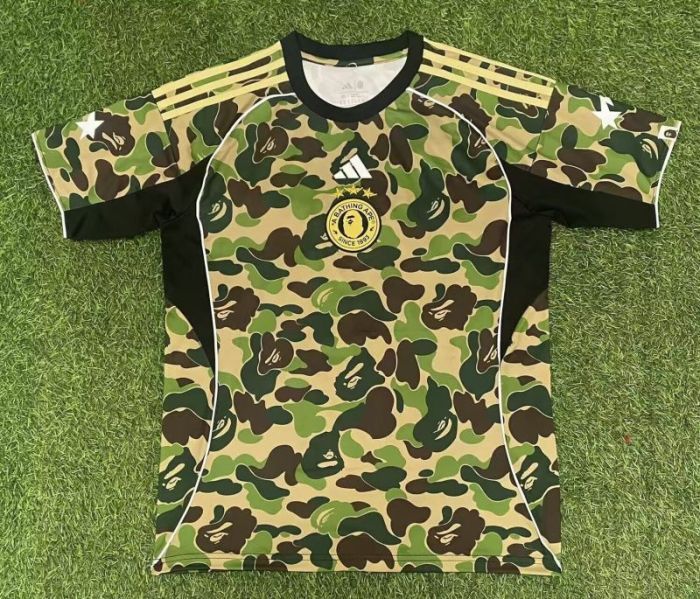 2025 AD X Bape Soccer Training T-shirt Green Casual Football Shirt