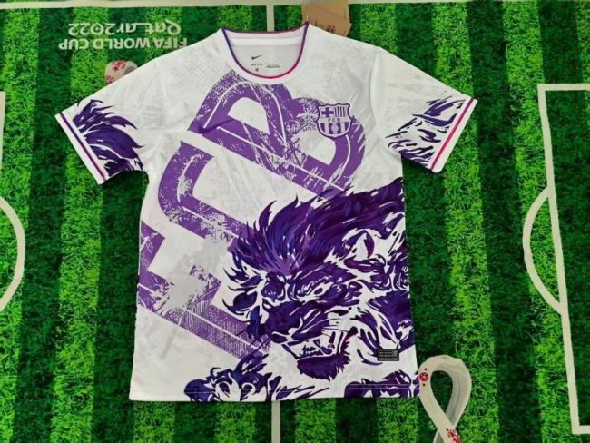 Barca Camisetas de Futbol Fans Version 2025-2026 Barcelona White/Purple Special Edition Soccer Training Jersey