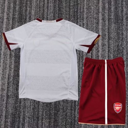 Retro Youth Uniform Kids Kit 2007-2008 Arsenal Away White Soccer Jersey Shorts Vintage Child Football Set
