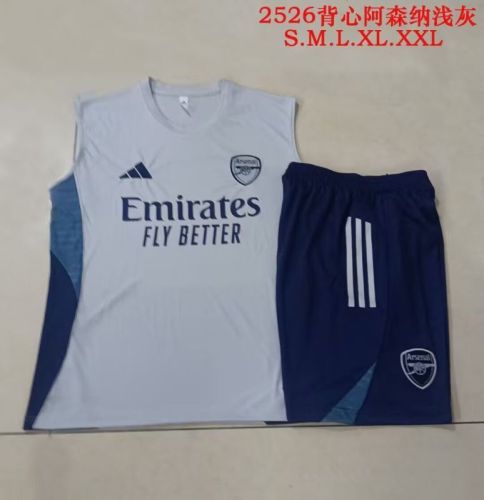 Adult Uniform 2025-2026 Arsenal Grey Soccer Training Vest and Shorts Football Set