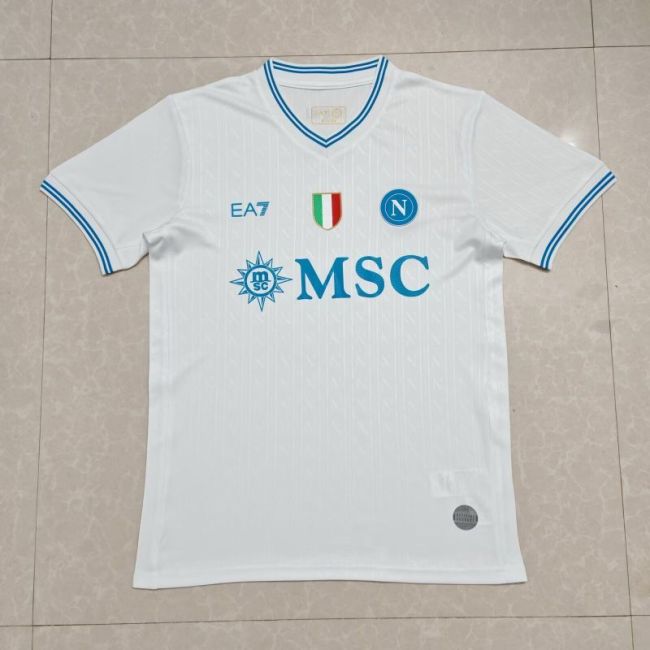 with Scudetto Patch Fan Version 2025-2026 Calcio Napoli UCL Version White Football Shirt Napoles Soccer Jersey