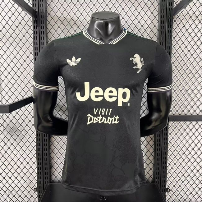 with All Sponor Logo Maillot Juve Shirt Player Version Juventus 2025-2026 Third Away Black Soccer Jersey Football Shirt