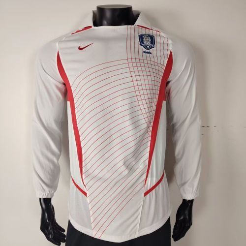 Long Sleeve Retro 2002 South Korea Away White Soccer Jersey Football Shirt