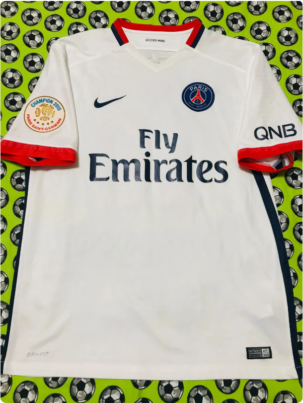 with Ligue 1 Patch Retro Jersey 2015-2016 PSG IBRAHIMOVIC 10 Away White Soccer Jersey Vintage Paris Football Shirt