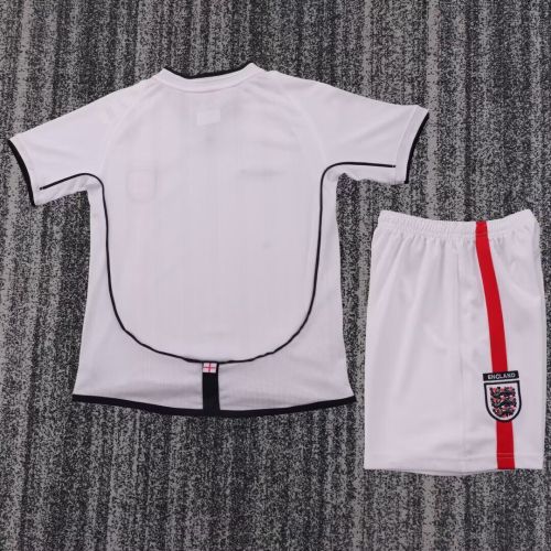 Retro Youth Uniform Kids Kit England 2002 Home Soccer Jersey Shorts Child Football Set