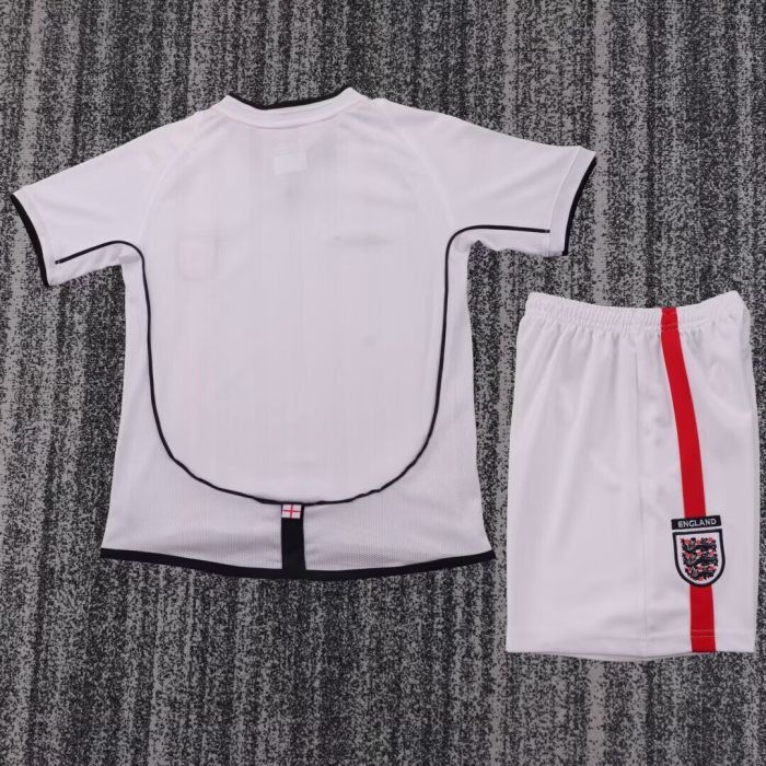 Retro Youth Uniform Kids Kit England 2002 Home Soccer Jersey Shorts Child Football Set